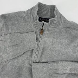Brooks Brothers Men's Medium Gray 1/4 Zip Sweater Cotton Cashmere Blend Pullover